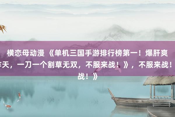 横恋母动漫 《单机三国手游排行榜第一！爆肝爽炸天，一刀一个割草无双，不服来战！》，不服来战！》