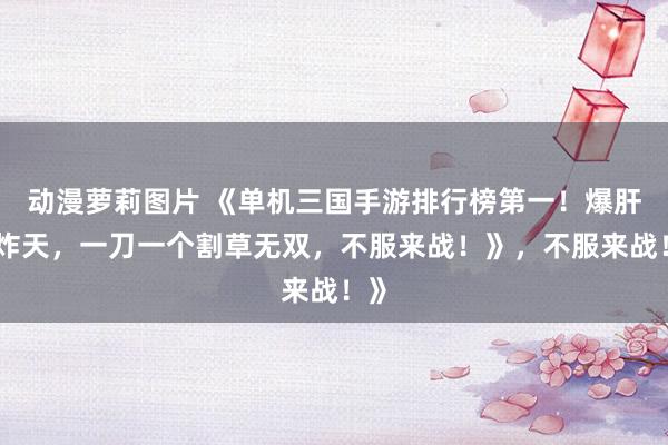 动漫萝莉图片 《单机三国手游排行榜第一！爆肝爽炸天，一刀一个割草无双，不服来战！》，不服来战！》